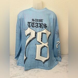 Saint Tears Long Sleeve Jersey Shirt Mens XL Blue Spider Web Pullover NWT​
